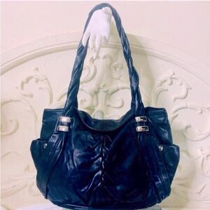 B.  Makowsky Ruched Leather  Shoulder Bag NWOT
